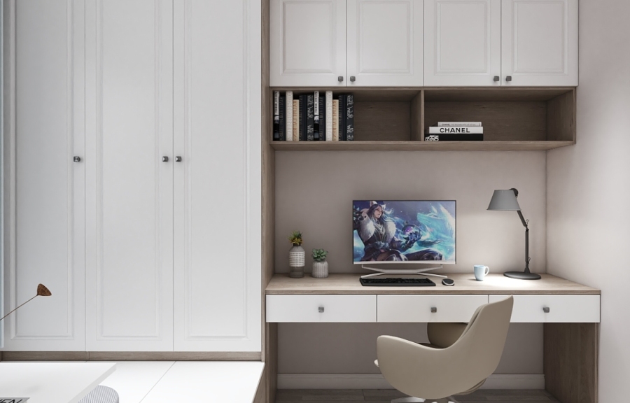 下翻床及書桌裝飾柜組合